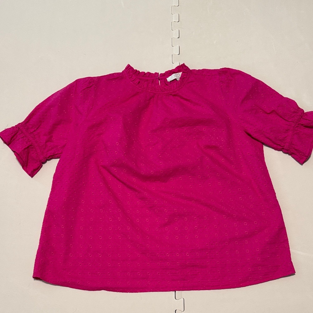 LOFT Raspberry Eyelet Blouse - image 1